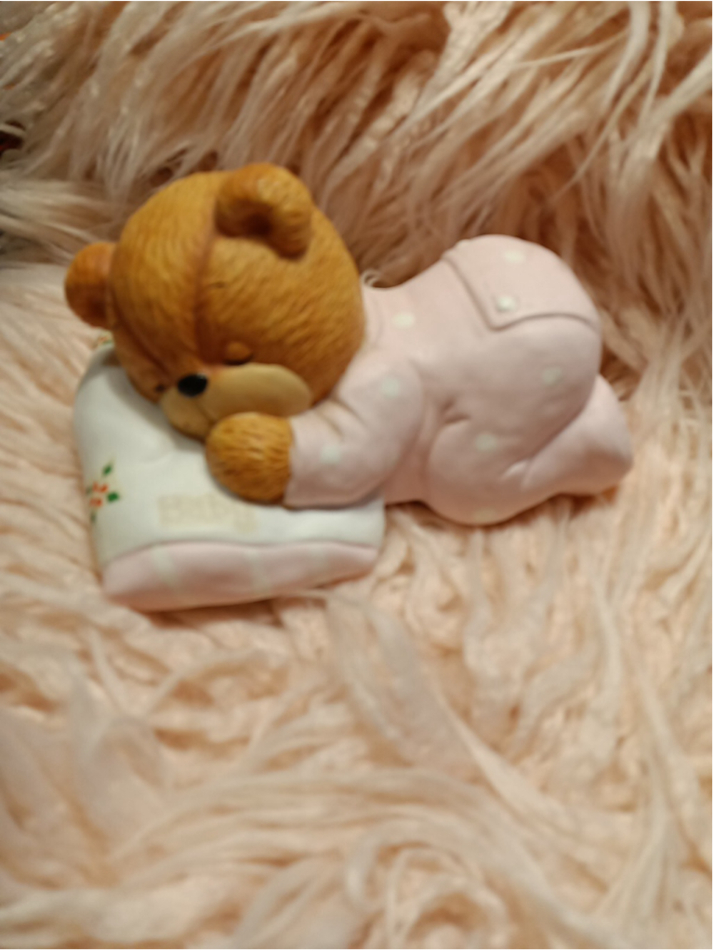 Lucy & Me "Hug Me" Pink Baby Bear Bank 1986 Savings Bank Lucy Rigg Vintage